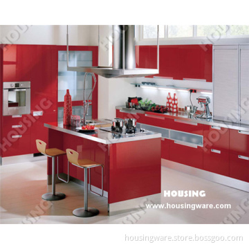 High Gloss Red Lacquer Finish Kitchen Cabinet in Top Quality